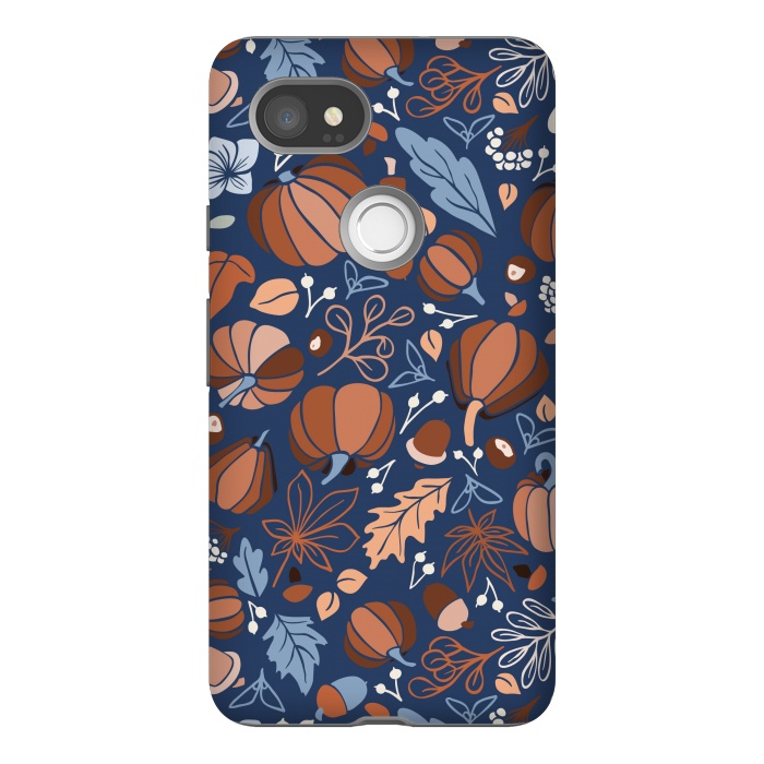 Pixel 2XL StrongFit Fall Fruits in Navy and Orange by Paula Ohreen