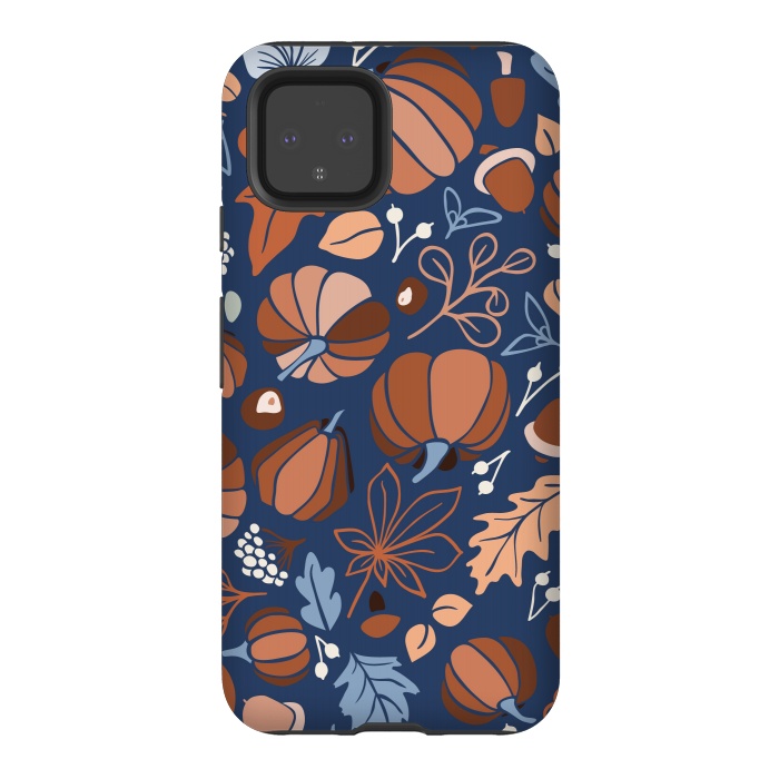 Pixel 4 StrongFit Fall Fruits in Navy and Orange by Paula Ohreen