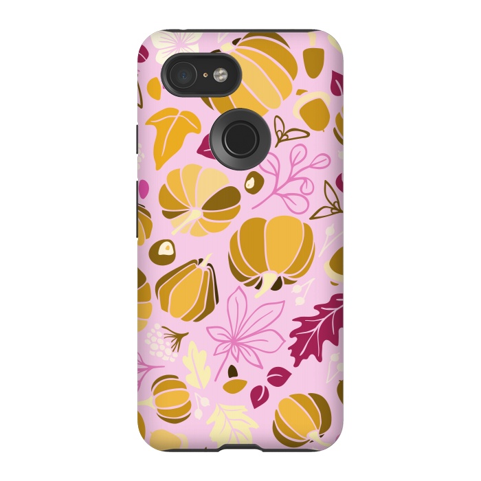 Pixel 3 StrongFit Fall Fruits in Pink and Orange by Paula Ohreen
