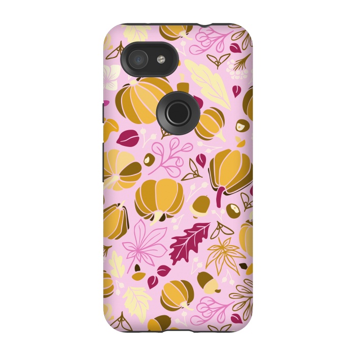 Pixel 3A StrongFit Fall Fruits in Pink and Orange by Paula Ohreen