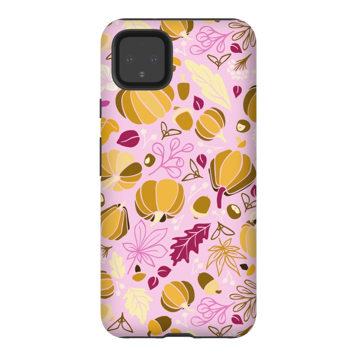 Pixel 4XL StrongFit Fall Fruits in Pink and Orange by Paula Ohreen
