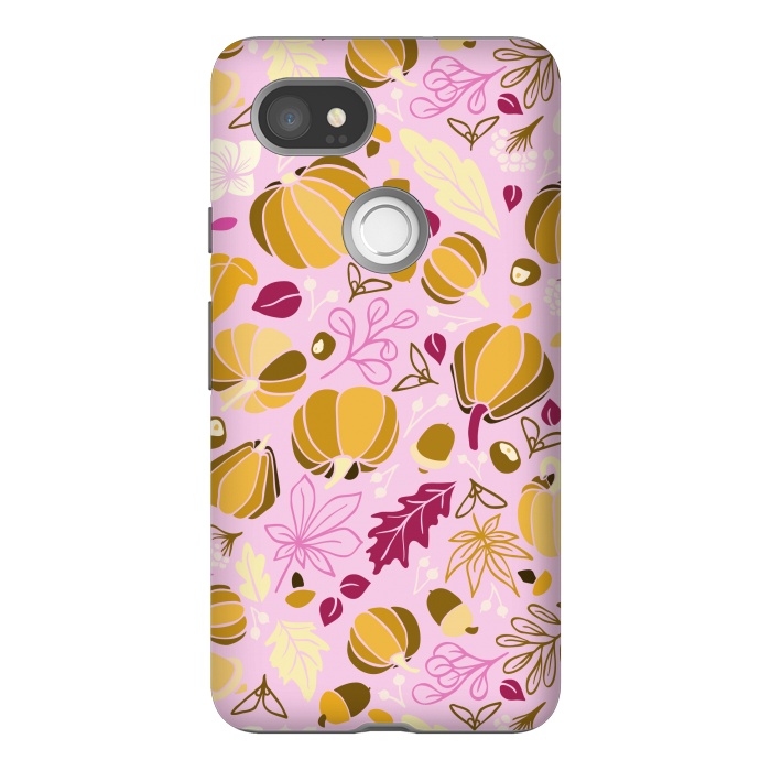 Pixel 2XL StrongFit Fall Fruits in Pink and Orange by Paula Ohreen