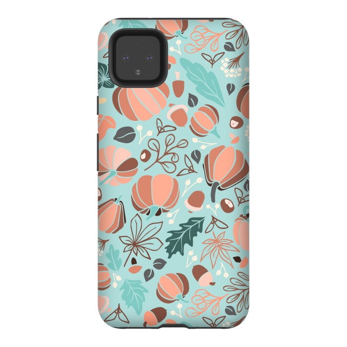 Pixel 4XL StrongFit Fall Fruits in Mint and Orange by Paula Ohreen