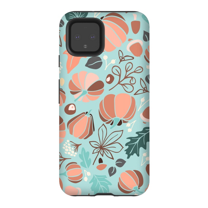 Pixel 4 StrongFit Fall Fruits in Mint and Orange by Paula Ohreen