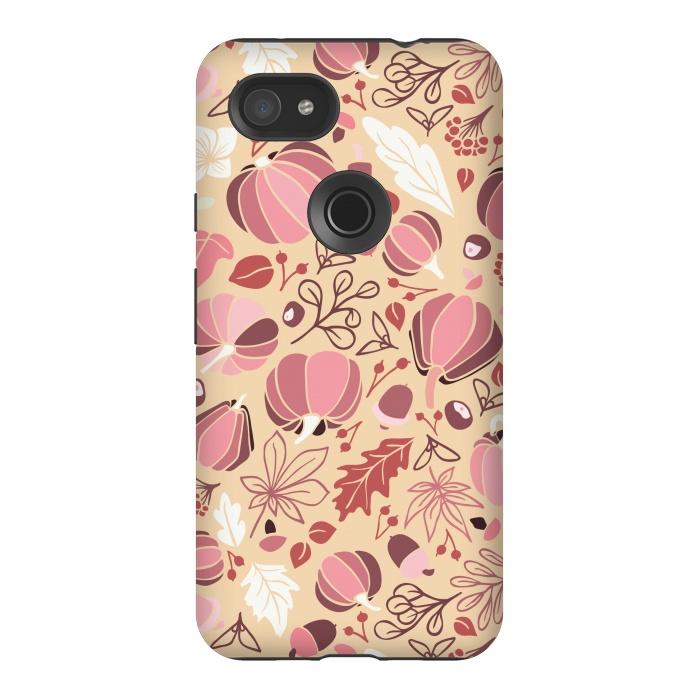 Pixel 3AXL StrongFit Fall Fruits in Cream and Pink by Paula Ohreen