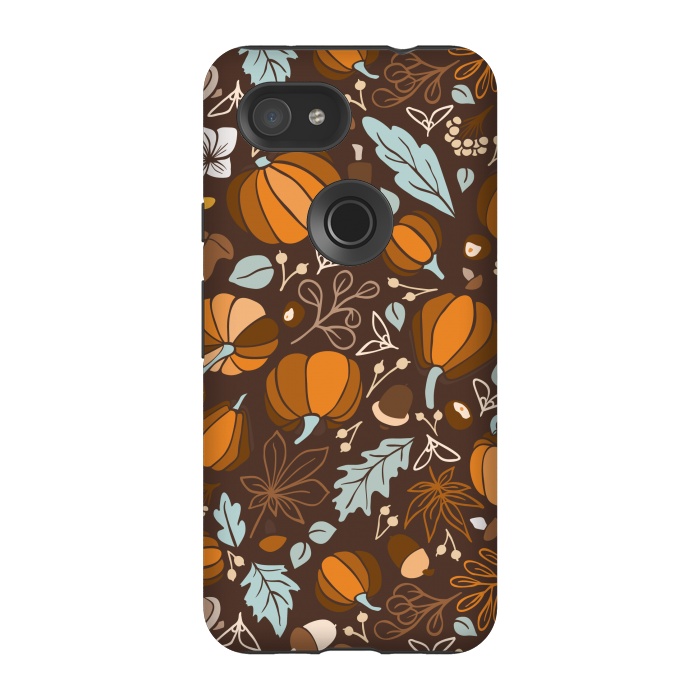 Pixel 3A StrongFit Fall Fruits in Brown and Mustard by Paula Ohreen