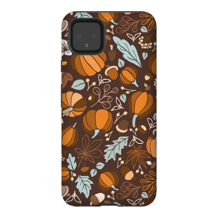 Pixel 4XL StrongFit Fall Fruits in Brown and Mustard by Paula Ohreen