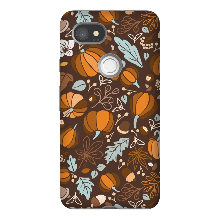 Pixel 2XL StrongFit Fall Fruits in Brown and Mustard by Paula Ohreen