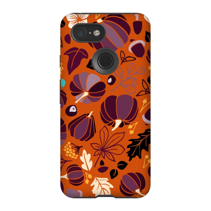 Pixel 3 StrongFit Fall Fruits in Orange and Purple by Paula Ohreen