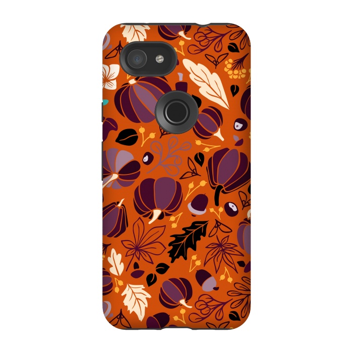 Pixel 3A StrongFit Fall Fruits in Orange and Purple by Paula Ohreen