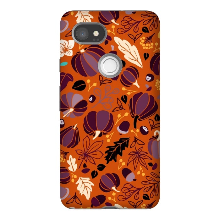 Pixel 2XL StrongFit Fall Fruits in Orange and Purple by Paula Ohreen
