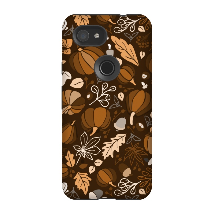 Pixel 3A StrongFit Fall Fruits in Brown and Beige by Paula Ohreen