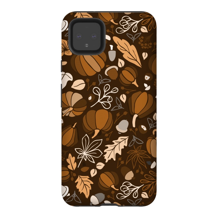 Pixel 4XL StrongFit Fall Fruits in Brown and Beige by Paula Ohreen
