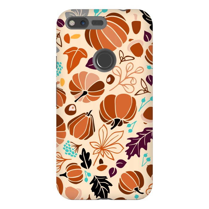 Pixel XL StrongFit Fall Fruits in Cream and Orange by Paula Ohreen