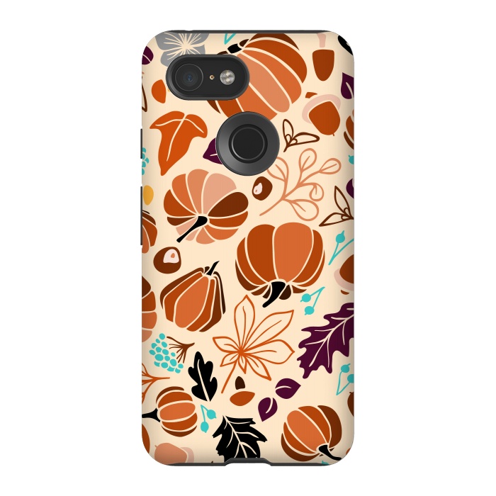 Pixel 3 StrongFit Fall Fruits in Cream and Orange by Paula Ohreen