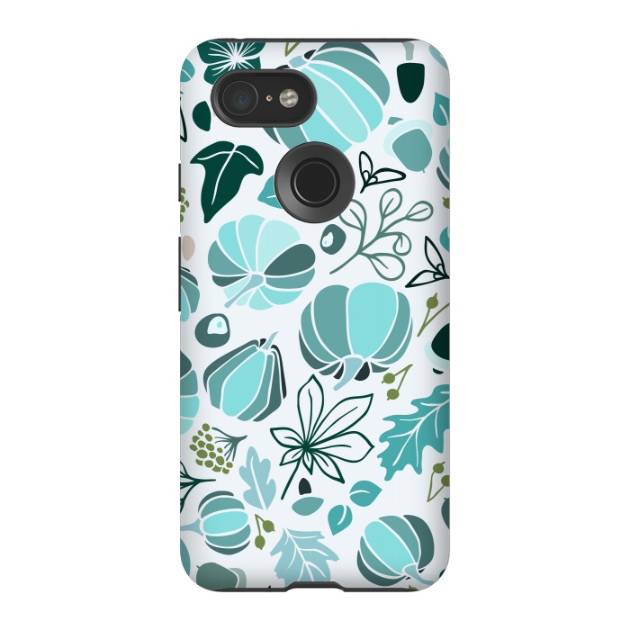 Pixel 3 StrongFit Fall Fruits in Blue and Green by Paula Ohreen