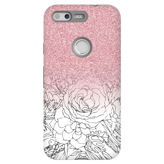 Pixel StrongFit Elegant Floral Doodles Pink Gradient Glitter Image by InovArts