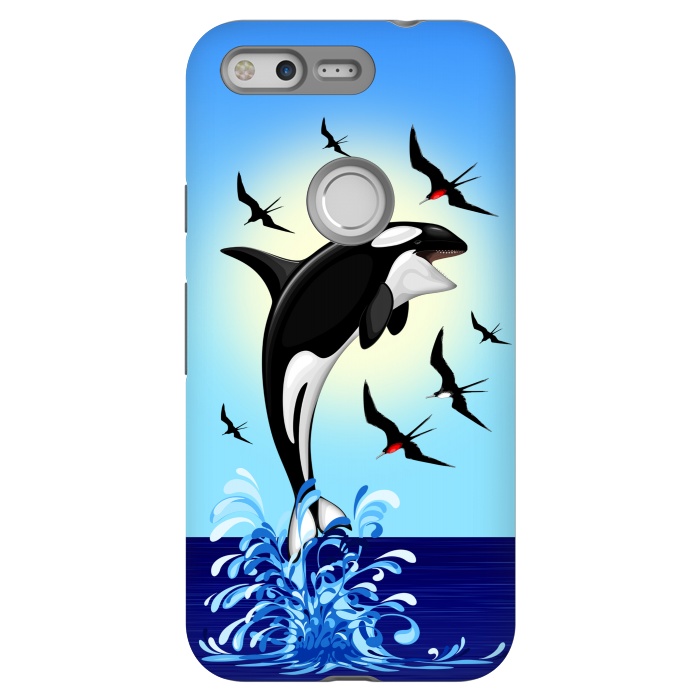 Pixel StrongFit Orca Killer Whale jumping out of Ocean by BluedarkArt