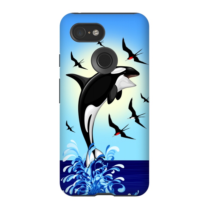 Pixel 3 StrongFit Orca Killer Whale jumping out of Ocean by BluedarkArt
