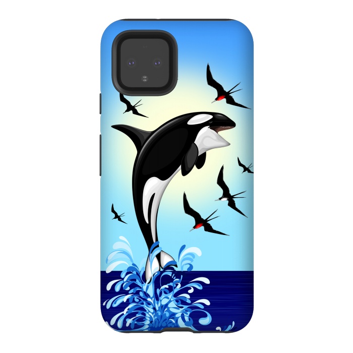 Pixel 4 StrongFit Orca Killer Whale jumping out of Ocean by BluedarkArt