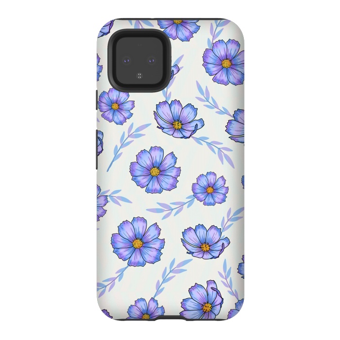Pixel 4 StrongFit Purple blue flowers by Jms