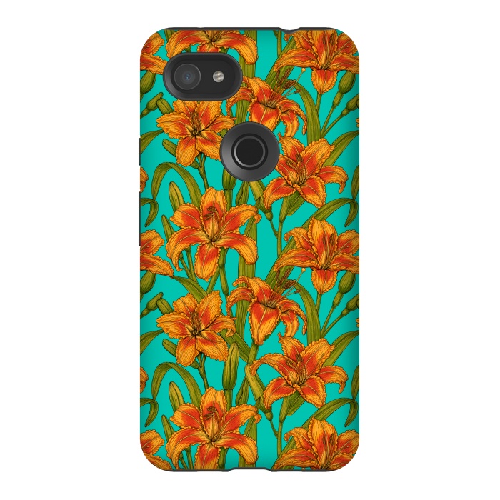 Pixel 3AXL StrongFit Tawny daylily flowers  by Katerina Kirilova