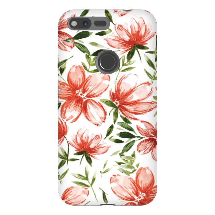 Pixel XL StrongFit Red Watercolor Flowers by Bledi