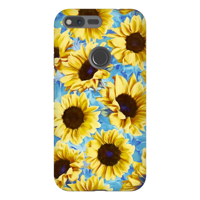 Pixel XL StrongFit Dreamy Sunflowers on Blue by Micklyn Le Feuvre