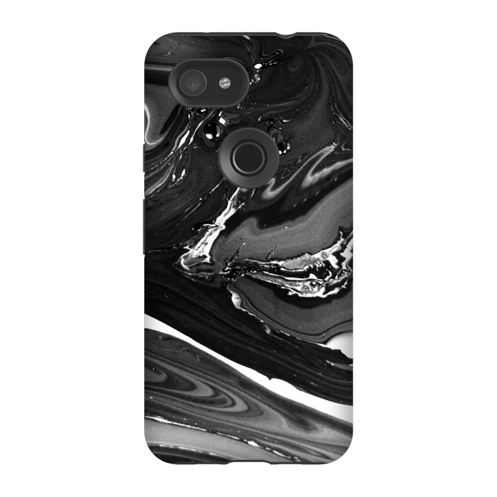 Pixel 3A StrongFit black white minimal marble by haroulita