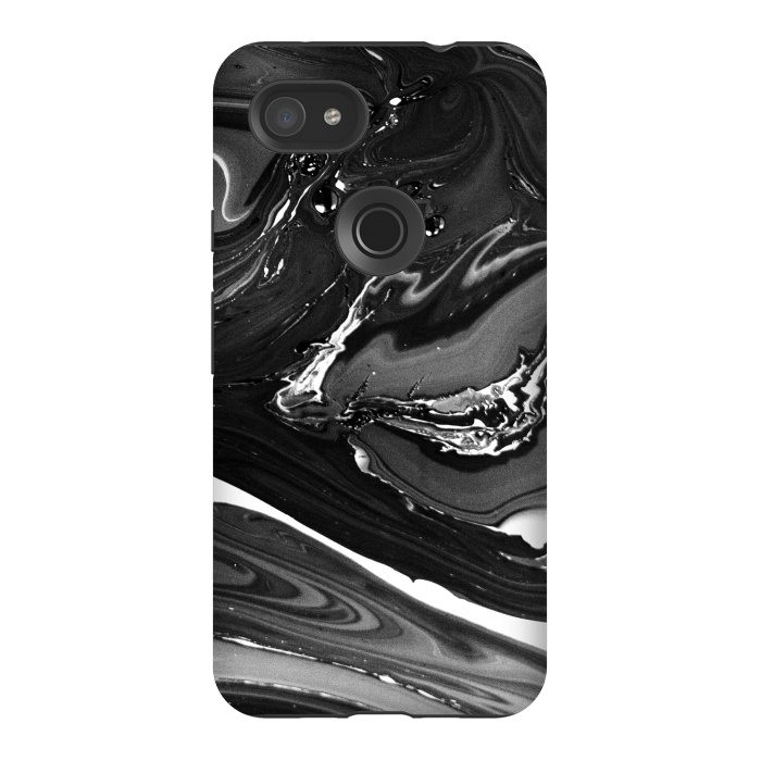 Pixel 3AXL StrongFit black white minimal marble by haroulita