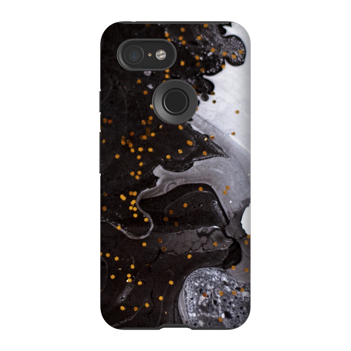 Pixel 3 StrongFit glitter marble black white by haroulita