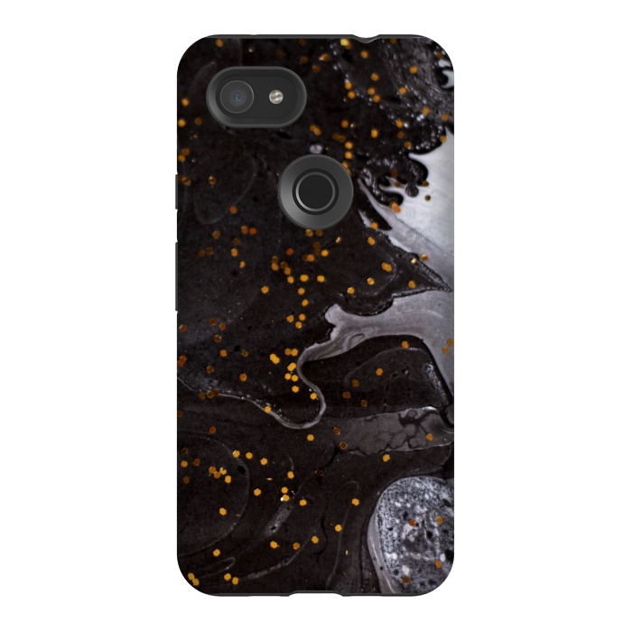 Pixel 3AXL StrongFit glitter marble black white by haroulita