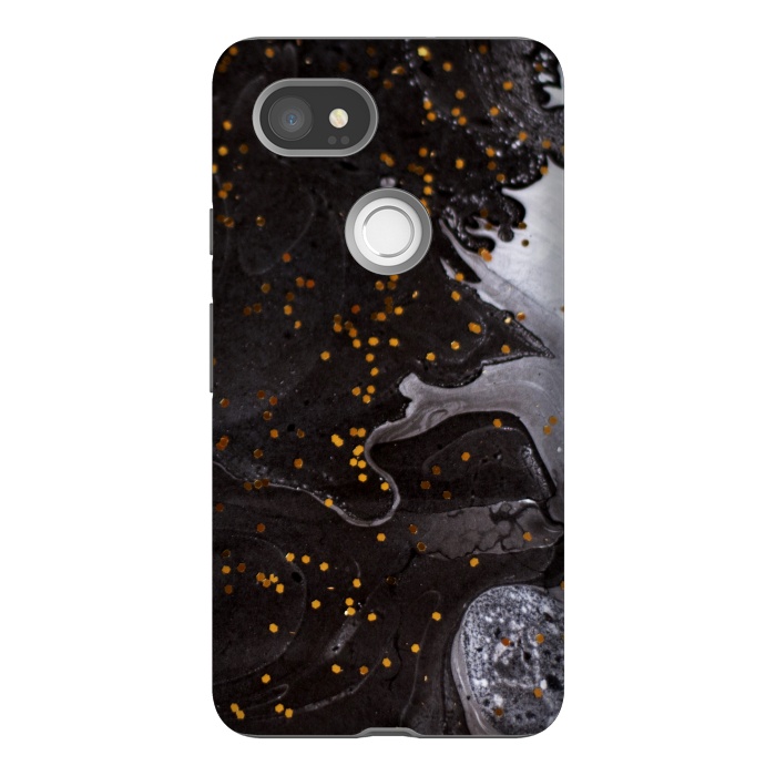 Pixel 2XL StrongFit glitter marble black white by haroulita