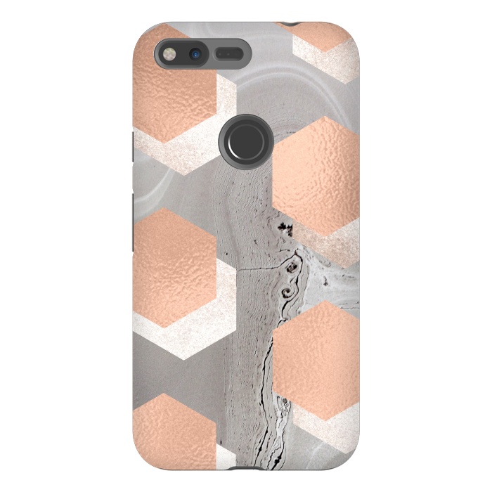 Pixel XL StrongFit rose gold marble by haroulita
