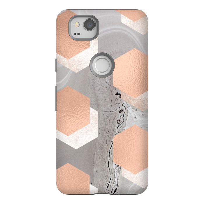 Pixel 2 StrongFit rose gold marble by haroulita