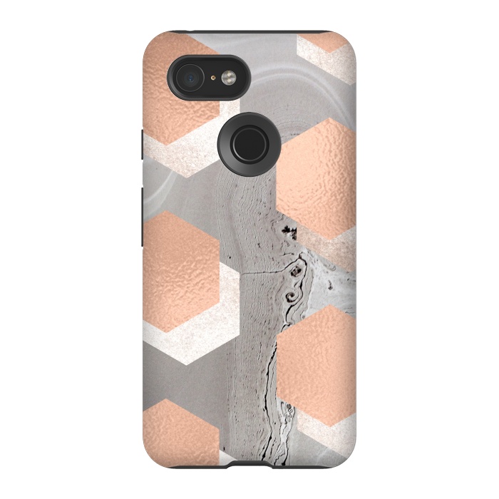 Pixel 3 StrongFit rose gold marble by haroulita