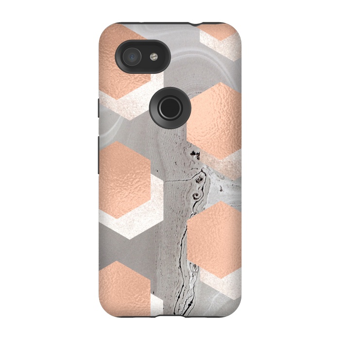 Pixel 3A StrongFit rose gold marble by haroulita