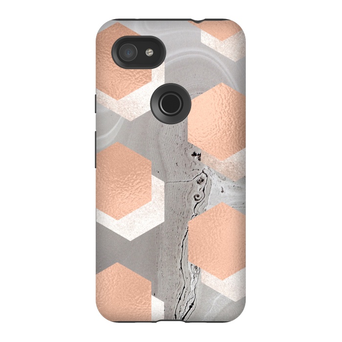 Pixel 3AXL StrongFit rose gold marble by haroulita