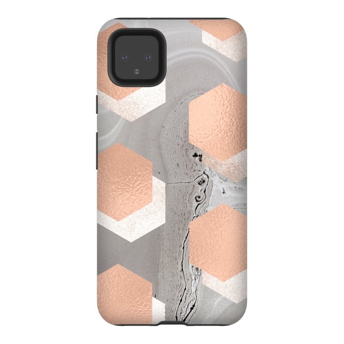 Pixel 4XL StrongFit rose gold marble by haroulita
