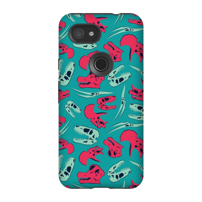 Pixel 3A StrongFit Skull Roll - Teal by Melissa Lee