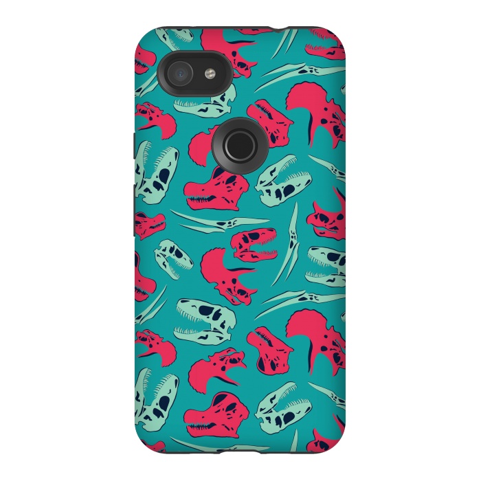 Pixel 3AXL StrongFit Skull Roll - Teal by Melissa Lee