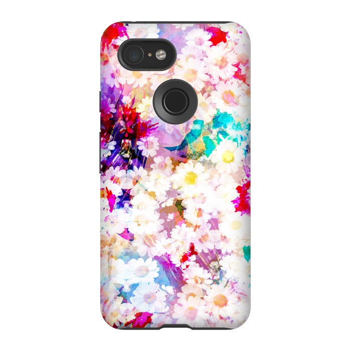 Pixel 3 StrongFit Colorful watercolor daisy petals by Oana 