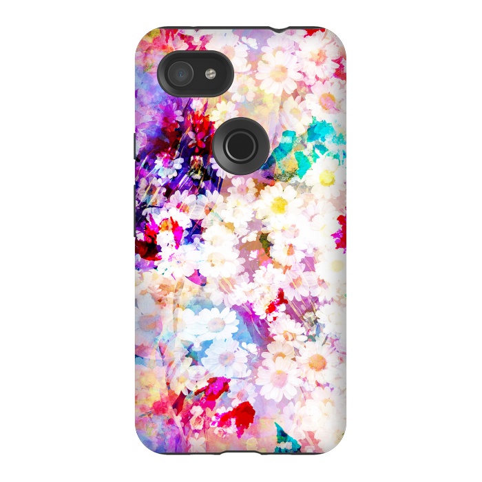 Pixel 3AXL StrongFit Colorful watercolor daisy petals by Oana 