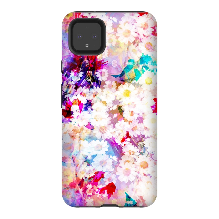 Pixel 4XL StrongFit Colorful watercolor daisy petals by Oana 
