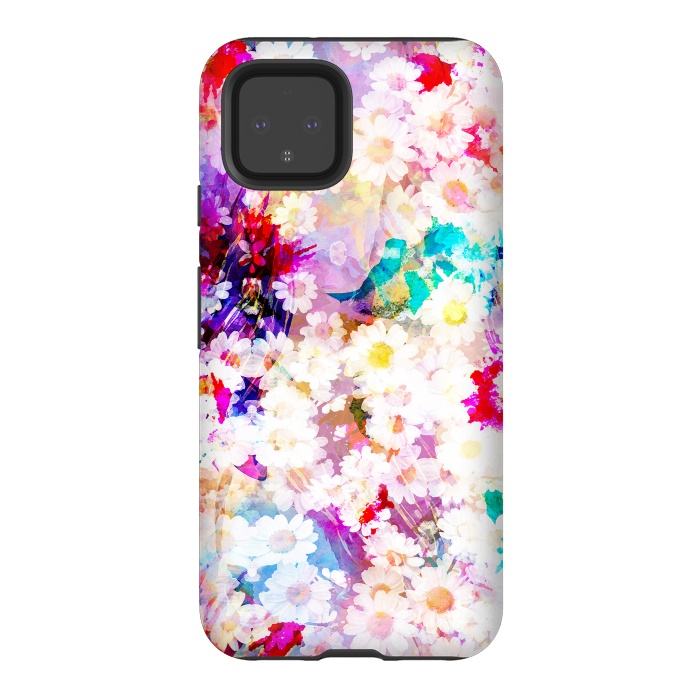 Pixel 4 StrongFit Colorful watercolor daisy petals by Oana 