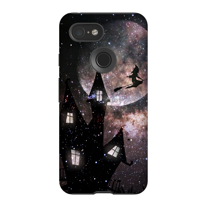Pixel 3 StrongFit Flying witch and dark house at night by Oana 