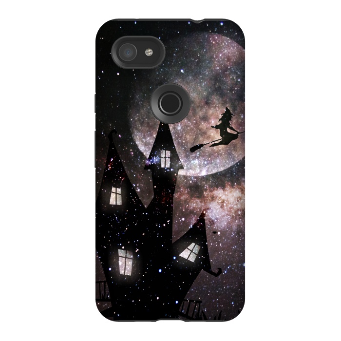 Pixel 3AXL StrongFit Flying witch and dark house at night by Oana 
