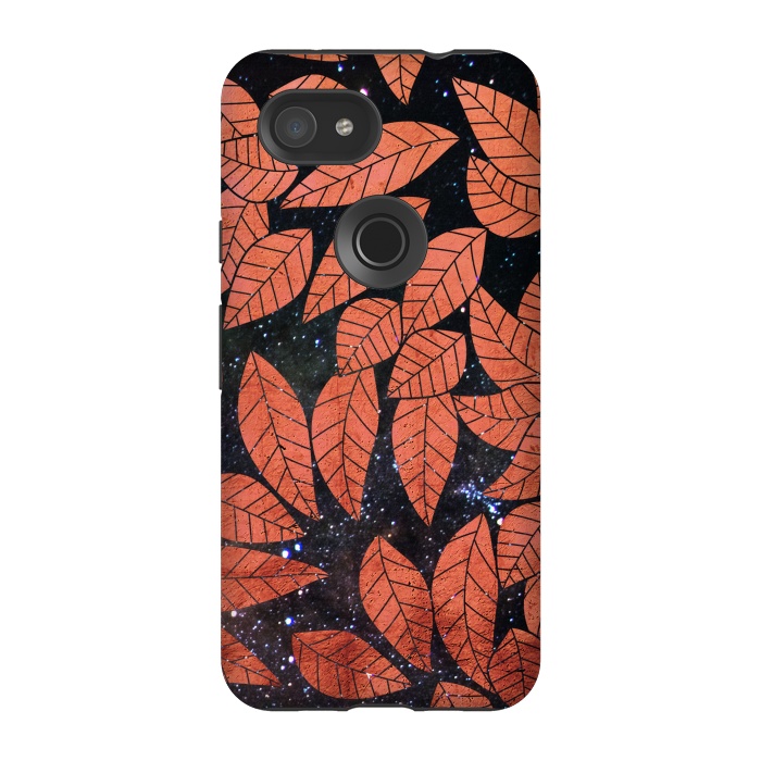 Pixel 3A StrongFit Rust autumn leaves pattern by Oana 