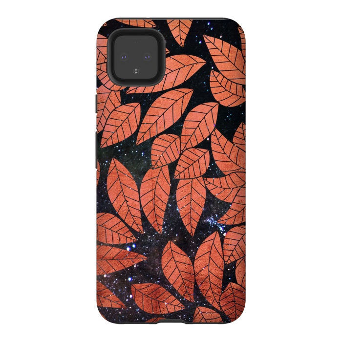 Pixel 4XL StrongFit Rust autumn leaves pattern by Oana 