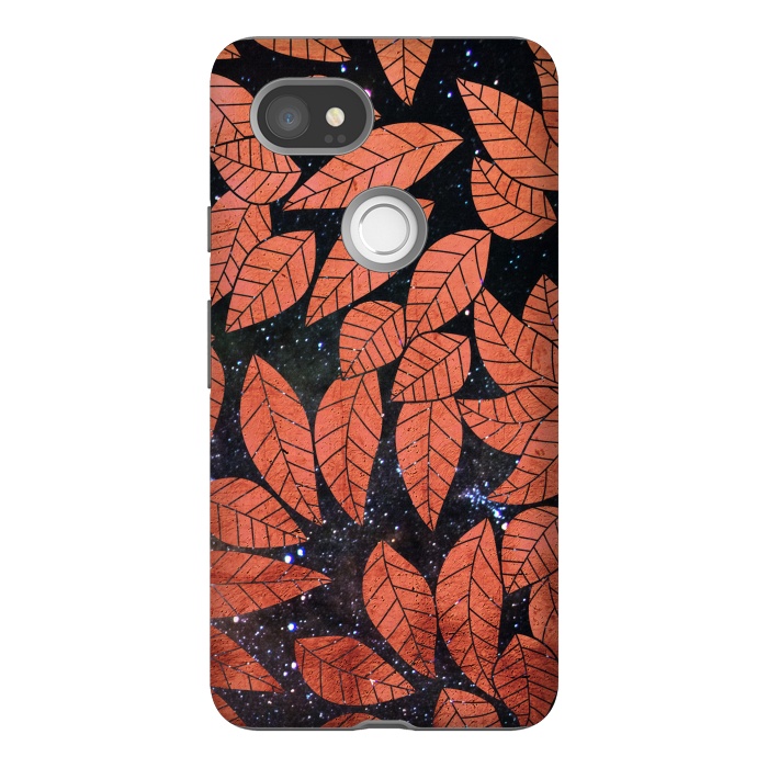 Pixel 2XL StrongFit Rust autumn leaves pattern by Oana 
